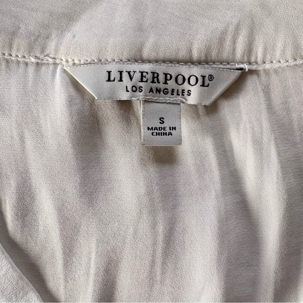 LIVERPOOL V-Neck Popover Blouse Ivory Chiffon Lightweight Piratecore Flowy Sz S - Picture 3 of 9